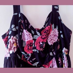Torrid Black Floral Skater Dress with Pockets!